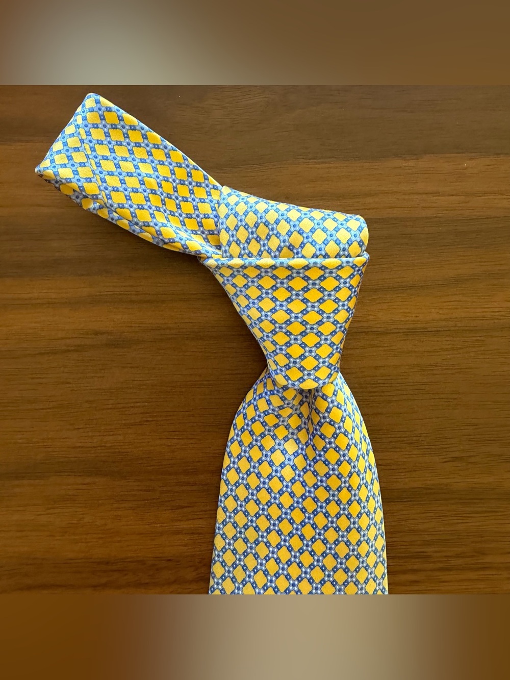 Stefano Ricci Yellow and Blue Geometric Silk Tie